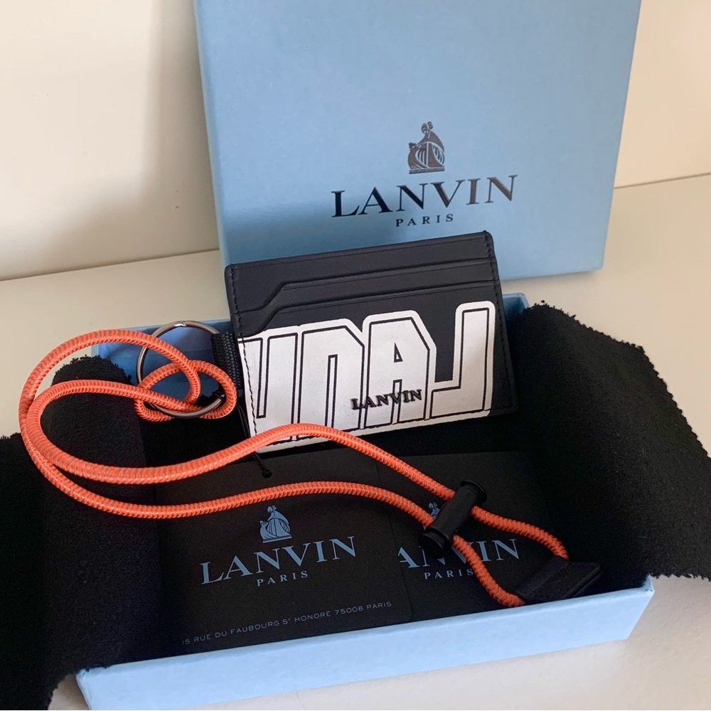 Lanvin leather card wallet lanyard